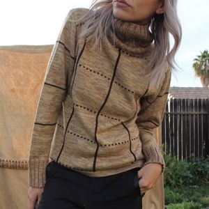 Vintage check tan turtleneck